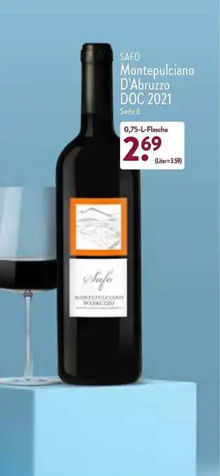 Aldi Nord Safo Montepulciano D'abruzzo Doc 2021 Angebot