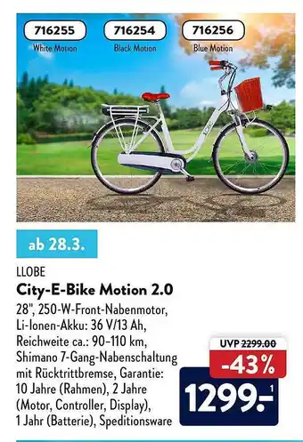 Aldi Nord Llobe City-e-bike Motion 2.0 Angebot