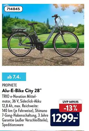 Aldi Nord Prophete Alu-e-bike City 28 Angebot