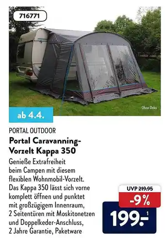 Aldi Nord Portal Outdoor Caravanning-vorzelt Kappa 350 Angebot