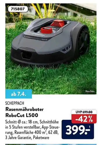 Aldi Nord Scheppach Rasenmähroboter Robocut L500 Angebot