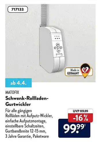 Aldi Nord Matofix Schwenk-rollladen-gurtwickler Angebot