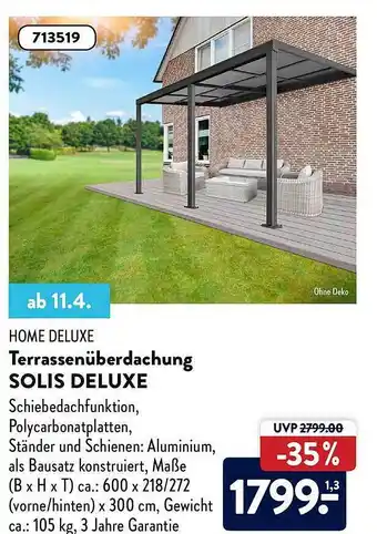 Aldi Nord Home Deluxe Terrassenüberdachung Solis Deluxe Angebot