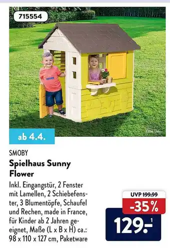 Aldi Nord Smoby Spielhaus Sunny Flower Angebot