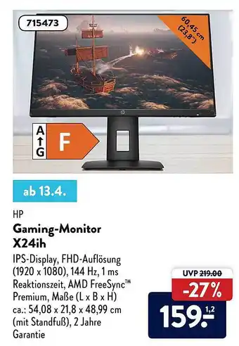 Aldi Nord Hp Gaming-monitor X24ih Angebot