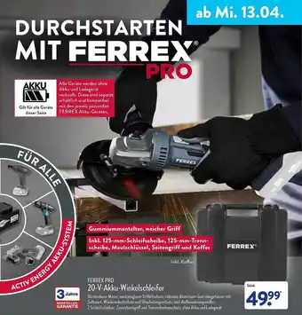 Aldi Nord Ferrex Pro 20-v-akku-winkelschleifer Angebot