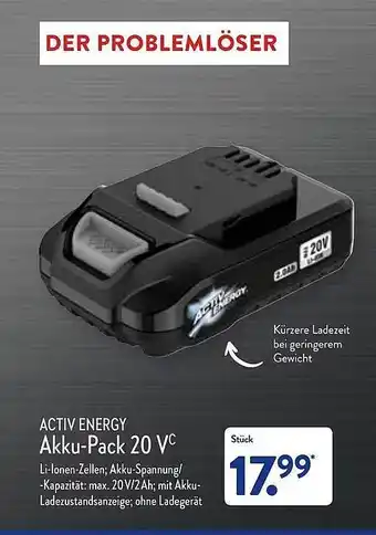 Aldi Nord Activ Energy Akku-pack 20 Vc Angebot