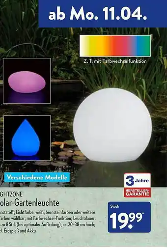 Aldi Nord Lightzone Solar-gartenleuchte Angebot