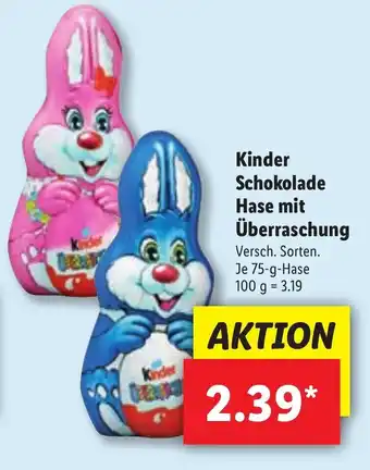 Lidl Kinder Schokolade Hase mit Überraschung 75 g Angebot