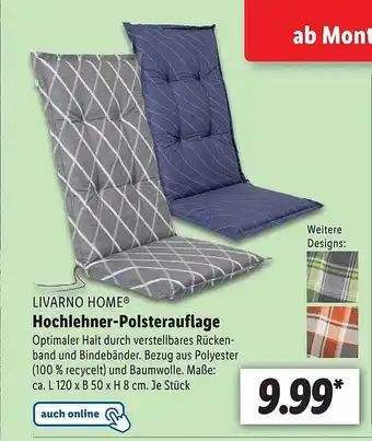 Lidl Livarno Home Hochlehner-polsterauflage Angebot