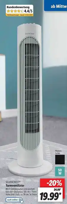 Lidl Silvercrest Turmventilator Angebot