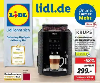 Lidl Krups Kaffeevollautomat Mit Digitalem Display Angebot