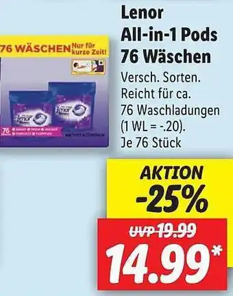 Lidl Lenor All-in-1 Pods 76 Wäschen Angebot