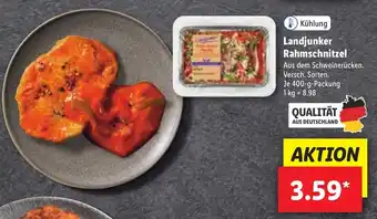 Lidl Landjunker Rahmschnitzel 400 g Angebot