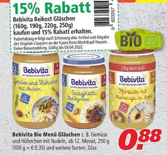 Marktkauf Bebivita Bio Menü Gläschen Angebot