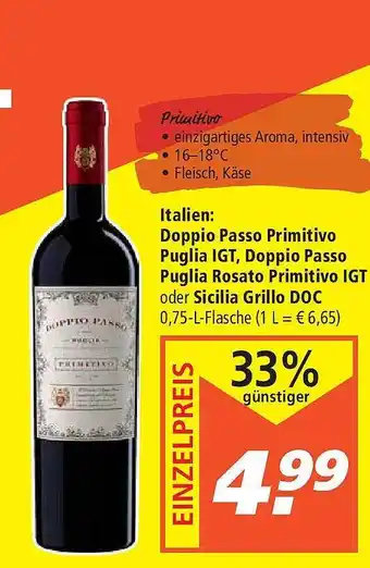 Marktkauf Doppio Passo Primitivo Puglia Igt, Doppio Passo Puglia Rosato Primitivo Igt Oder Sicilia Grillo Doc Angebot