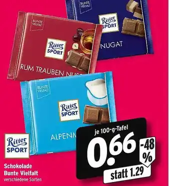 Wasgau Ritter Sport Schokolade Bunte Vielfalt Angebot