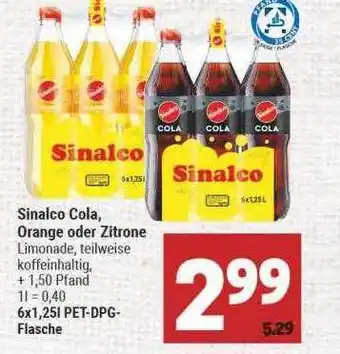 Marktkauf Sinalco Cola, Orange Oder Zitrone Angebot