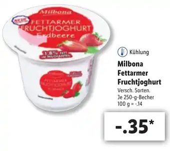 Lidl Milbona Fettarmer Fruchtjoghurt 250 g Becher Angebot