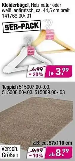 Möbel Boss Klederbügel, Teppich Angebot