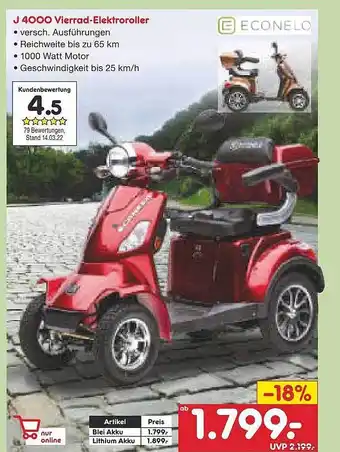 Netto Marken-Discount J 4000 Vierrad-elektroroller Econelo Angebot