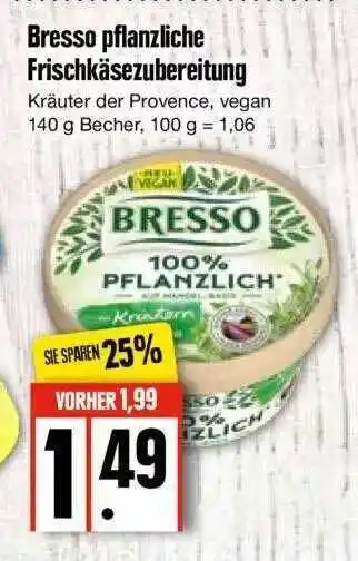 Edeka Bresso Pflanzliche Frischkäsezubereitung Angebot