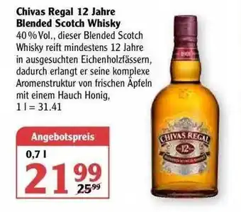 Globus Chivas Regal 12 Jahre Blended Scotch Whisky Angebot