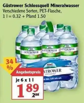 Globus Güstrower Schlossquell Minerlwasser Angebot