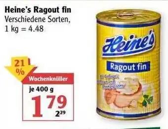 Globus Heine's Ragout Fin Angebot