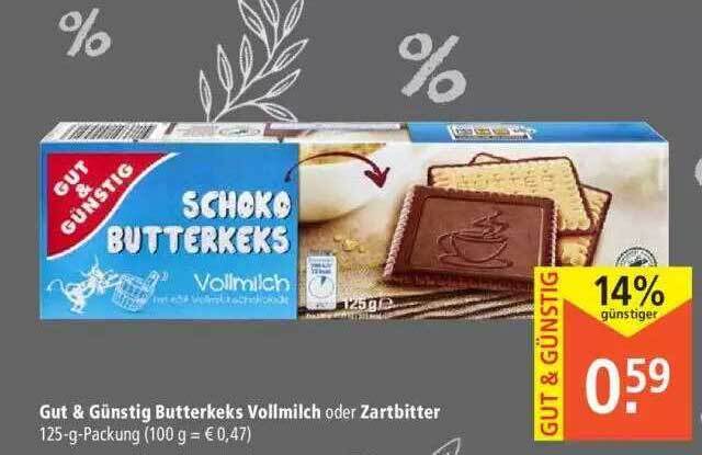Gut & Günstig Butterkeks Vollmilch Oder Zartbitter Angebot bei Marktkauf