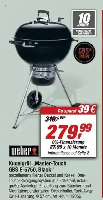 toom Baumarkt Weber Kugelgrill „master-touch Gbs E-5750 Black” Angebot