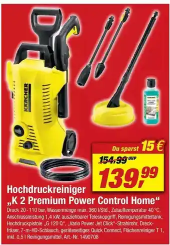 toom Baumarkt Hochdruckreiniger „k 2 Premium Power Control Home” Angebot