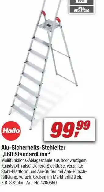 toom Baumarkt Alu-sicherheits-stehleiter „l60 Standardline” Hailo Angebot