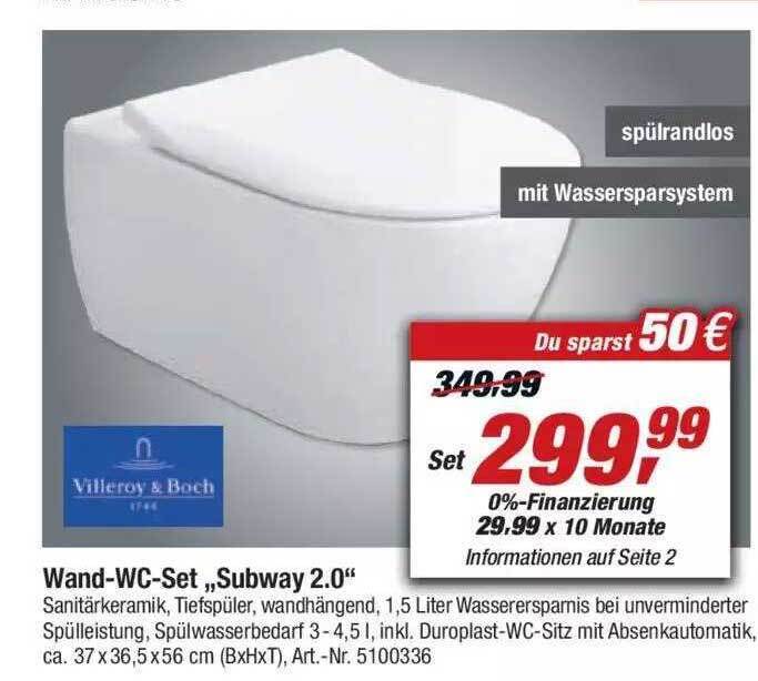 Wandwcset „subway 2.0” Villeroy & Boch Angebot bei toom Baumarkt