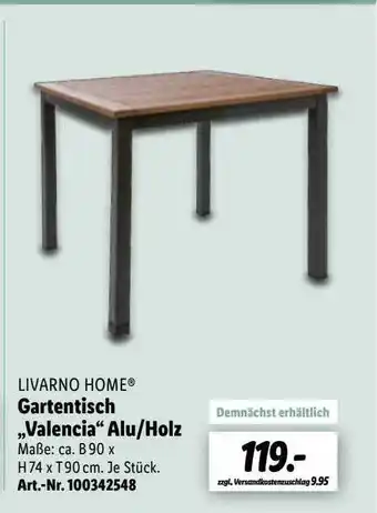 Lidl Livarno Home Gartentisch „valencia” Alu-holz Angebot