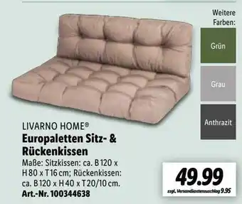 Lidl Livarno Home Europaletten Sitz- & Rückenkissen Angebot