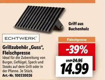 Lidl Echtwerk Grillzubehör „guss“, Fleischpresse Angebot