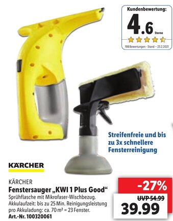 Lidl Kärcher Fenstersauger ,,KWI 1 Plus Good" Angebot