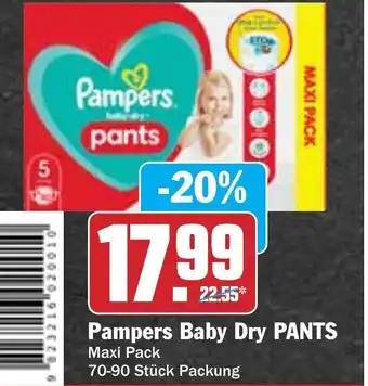 Hit Pampers Baby Dry Pants 70-90 Stück Packung Angebot