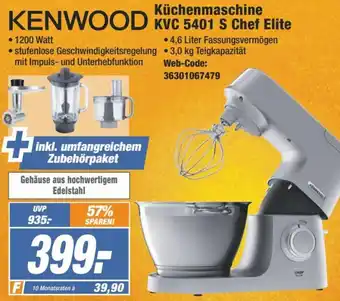 Expert Kenwood Küchenmaschine KVC 5401 S Chef Elite Angebot