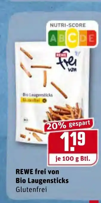 REWE Kaufpark Rewe frei von Bio Laugensticks 100 g Angebot