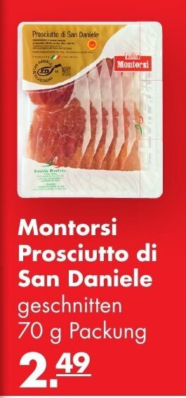 Handelshof Montorsi Prosciutto di San Daniele 70g Packung Angebot