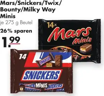 Handelshof Mars, Snickers, Twix, Bounty oder Milky Way Minis 275g Beutel Angebot