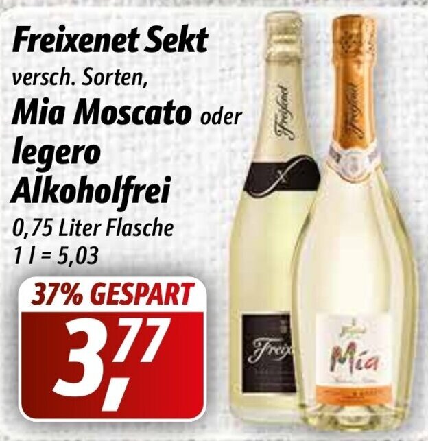 Freixenet Sekt, Mia Moscato oder legero Alkoholfrei 0,75L Flasche ...