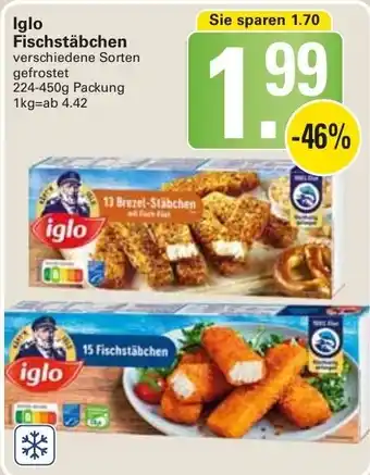 WEZ Iglo Fischstäbchen 224-450g Packung Angebot