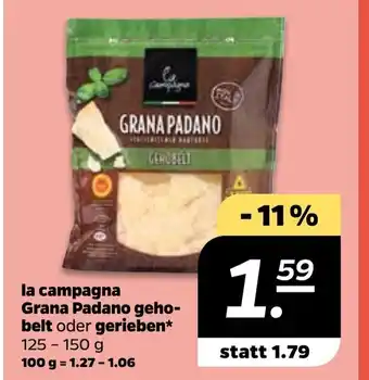 NETTO La Campagna Grana Padano gehobelt oder gerieben 125-150 g Angebot