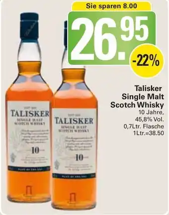 WEZ Talisker Single Malt Scotch Whisky 0,7L Flasche Angebot