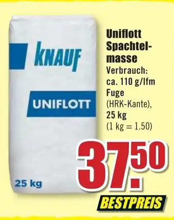 B1 Discount Baumarkt Uniflott Spachtelmasse 25 kg Angebot