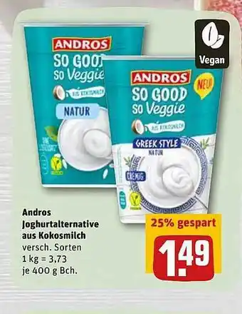 REWE Andros Joghurtalternative Aus Kokosmilch Angebot