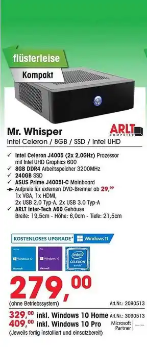 Arlt Mr Whisper Intel Celeron 8gb Ssd Intel Uhd Angebot